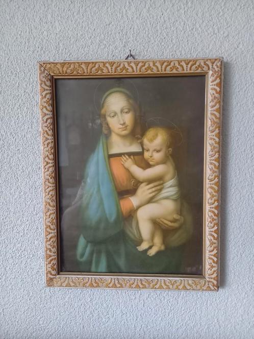 Mooie religieuze afbeelding van Maria met kind, Antiek en Kunst, Antiek | Religie, Ophalen of Verzenden