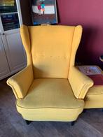 Ikea Strandmon geel 2 stuks plus hocker, Huis en Inrichting, Fauteuils, Ophalen, Gebruikt, 75 tot 100 cm, Stof