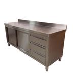 Nieuw RVS werkkast met 3 lades & achterwand - 200x60cm, Ophalen of Verzenden, Nieuw, Rvs, Overige typen