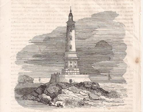 De toren van Corduoan. 1838. Frankrijk - Gironde Vuurtoren, Antiek en Kunst, Kunst | Etsen en Gravures, Ophalen of Verzenden