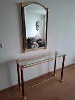 Prachtige Sidetable met bijbehorende spiegel met Messing, Ophalen of Verzenden, Zo goed als nieuw, Rechthoekig