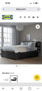 Brimnes bed 140x200 met lades en hoofdeinde, Huis en Inrichting, Slaapkamer | Bedden, Ophalen, Gebruikt, Zwart, Tweepersoons