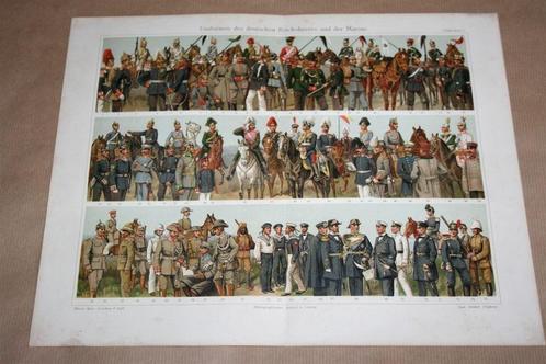 Antieke kleurenlitho - Leger en Marine van Duits Keizerrijk, Antiek en Kunst, Kunst | Litho's en Zeefdrukken, Ophalen of Verzenden