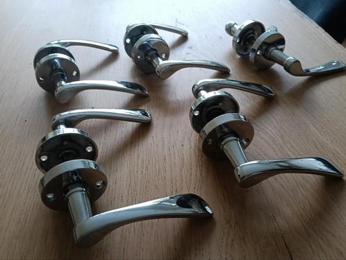 5x deurklink (zilverkleurig), Doe-het-zelf en Verbouw, Hang- en Sluitwerk, Gebruikt, Klink of Kruk, Overige materialen, Ophalen