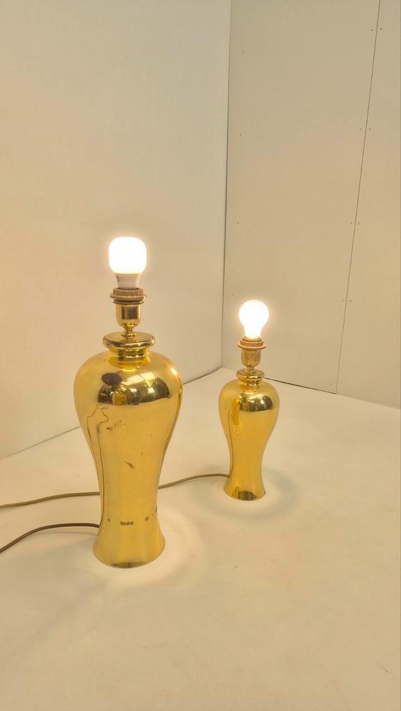 Grote zware messing tafellampen, Huis en Inrichting, Lampen | Tafellampen, Gebruikt, 50 tot 75 cm, Metaal, Overige materialen