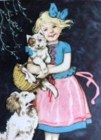 FRITZ BAUMGARTEN - meisje met poes en hond, Verzenden, 1920 tot 1940, Gelopen, Kinderen