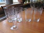 5 antieke glazen met geëtste randen, port, likeur, limonade., Antiek en Kunst, Antiek | Glas en Kristal, Ophalen of Verzenden