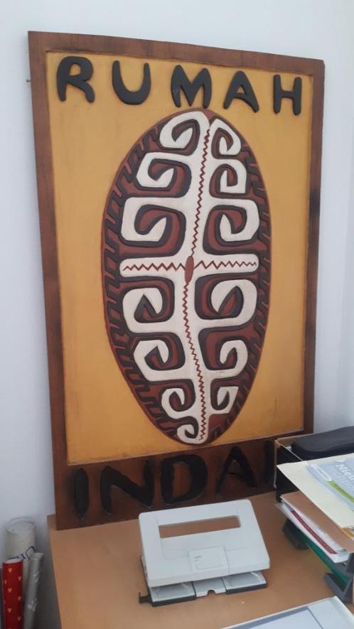 Teakhouten wanddecoratie uit Indonesië voor binnen of buiten, Huis en Inrichting, Woonaccessoires | Wanddecoraties, Zo goed als nieuw