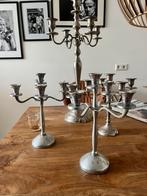 Zilverkleurige kandelaars, Antiek en Kunst, Ophalen of Verzenden