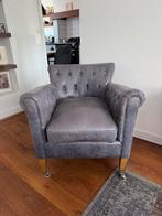 Riviera maison fauteuil grijs leder stoel, Huis en Inrichting, Zo goed als nieuw, 75 tot 100 cm, Ophalen, Klassiek tijdloos romantisch landelijk