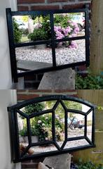 2x Antiek ijzeren Stalraam Spiegel Tuinspiegel - Zie Omschr, Tuin en Terras, Tuinwanddecoratie, Ophalen of Verzenden, Zo goed als nieuw