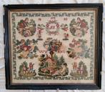 Antieke Merklap 1880 in Beschadigde Lijst, Antiek en Kunst, Antiek | Kleden en Textiel, Ophalen of Verzenden