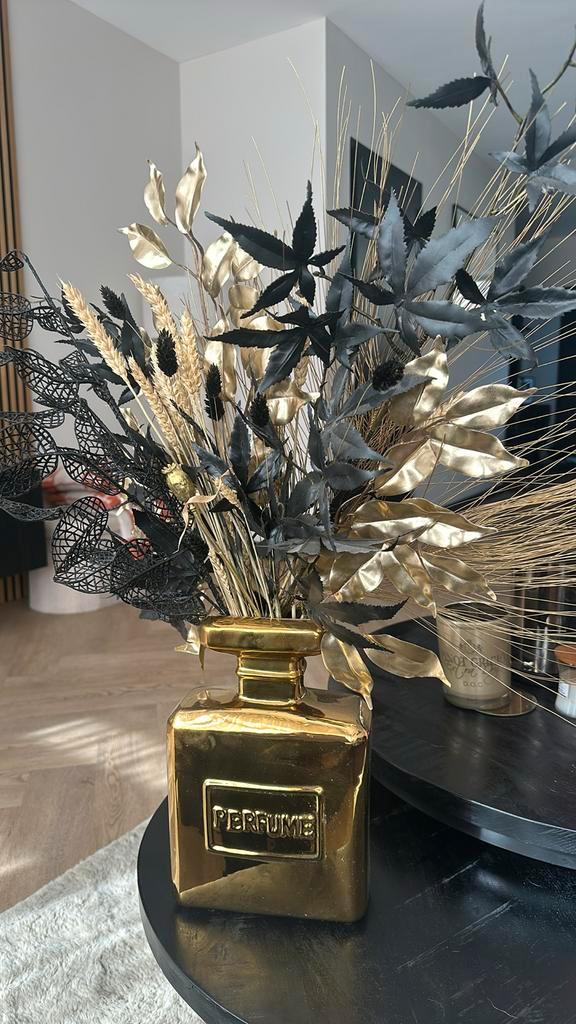 Luxe Gouden Vaas met Droogbloemen, Huis en Inrichting, Woonaccessoires | Droogbloemen, Zo goed als nieuw, Ophalen