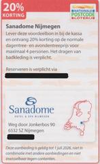 Sanadome Nijmegen 20% korting tot 4 personen. Postcode bon., Drie personen of meer, Kortingsbon, Spa of Sauna