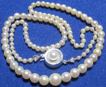 Vintage cultivé parel halsketting 46 cm %100 Cultivé parels beschikbaar voor biedingen