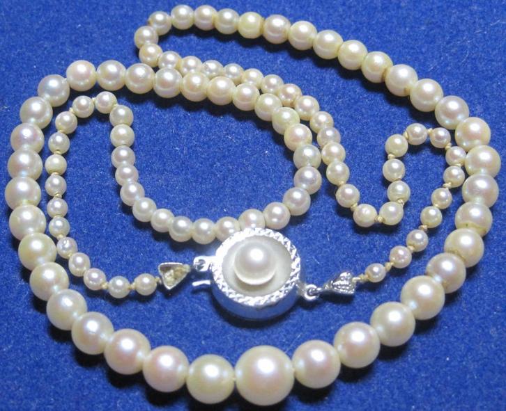 Vintage cultivé parel halsketting 46 cm %100 Cultivé parels, Sieraden, Tassen en Uiterlijk, Kettingen, Zo goed als nieuw, Steen of Mineraal