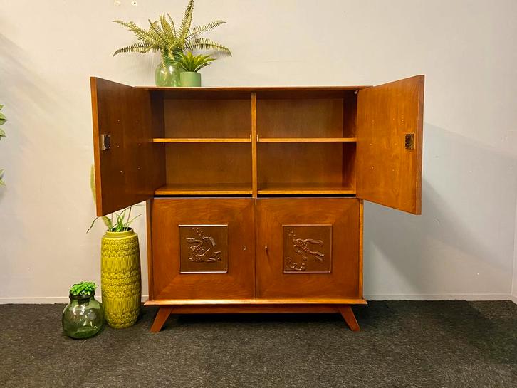 Vintage design kast jaren 50/60 retro midcentury highboard, Huis en Inrichting, Kasten | Dressoirs, Gebruikt, 100 tot 150 cm, 25 tot 50 cm