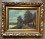 Antieke olieverf op paneel met gouden sierlijst, Ophalen