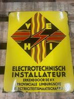 PLEM Emaille Bord - Electrotechnisch Installateur Limburg N., Antiek en Kunst, Antiek | Emaille, Ophalen of Verzenden