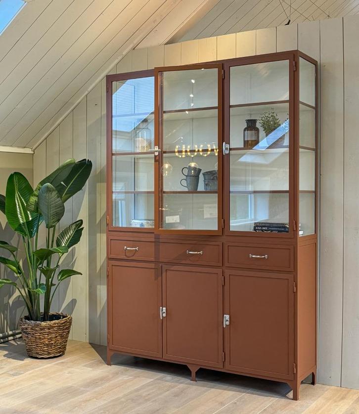 Maatwerk | Stalen vitrinekast Terra apothekerskast wandkast, Huis en Inrichting, Kasten | Vitrinekasten, Nieuw, 200 cm of meer