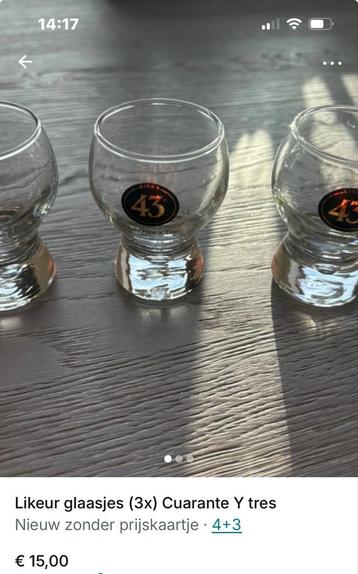 3x Cuarenta Y Tres Likeur Glaasjes beschikbaar voor biedingen