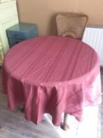 Vintage rond tafelkleed katoen, oudroze roze jacquard, Ophalen of Verzenden, Gebruikt, Rond, Binnen