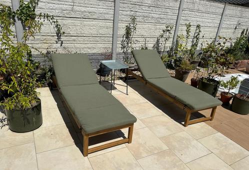 2x ligbed met kussen + beschermhoes NÄMMARÖ, Tuin en Terras, Ligbedden, Zo goed als nieuw, Hout, Verstelbaar, Ophalen