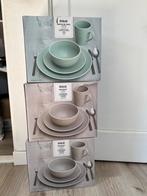 3x serviesset blokker groen & lichtgrijs, Nieuw, Ophalen of Verzenden, Glas, Overige stijlen