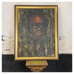 Bijzonder antiek vintage schilderij olieverf Afrikaanse dame, Ophalen of Verzenden