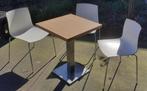 Stevige tafel rvs met gefineerd blad  60 x 60 x 4 CM, Huis en Inrichting, Tafels | Eettafels, Ophalen, Strak modern, Gebruikt