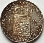 Schitterende gulden 1863, Postzegels en Munten, Munten | Nederland, 1 gulden, Koning Willem III, Zilver, Ophalen of Verzenden