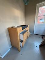 Wastafel eiken met natuurstenen bak, Huis en Inrichting, Ophalen, Gebruikt, 50 tot 100 cm, Minder dan 100 cm