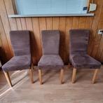 6 Bruine Eetkamerstoelen - Stof & Hout, Ophalen, Hout, Gebruikt, Bruin