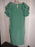 Valentino groene zijden jurk pof mouw lagen