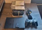 Playstation 2 slimline console zwart, Met 1 controller, Gebruikt, Ophalen of Verzenden, Met games