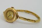 Antiek 14K goud dames armband polshorloge met schakelband, Ophalen of Verzenden, Goud