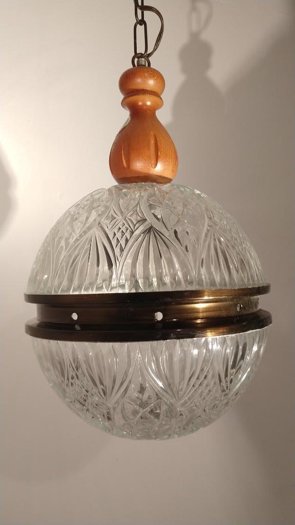 Vintage Hanglamp Diamant Glas, Huis en Inrichting, Lampen | Hanglampen, Minder dan 50 cm, Glas, Ophalen of Verzenden