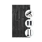 Poortdeur hout, met zwart stalen frame (*)