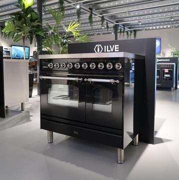 Inductiefornuis 90cm dubbele oven ILVE glanzend zwart beschikbaar voor biedingen