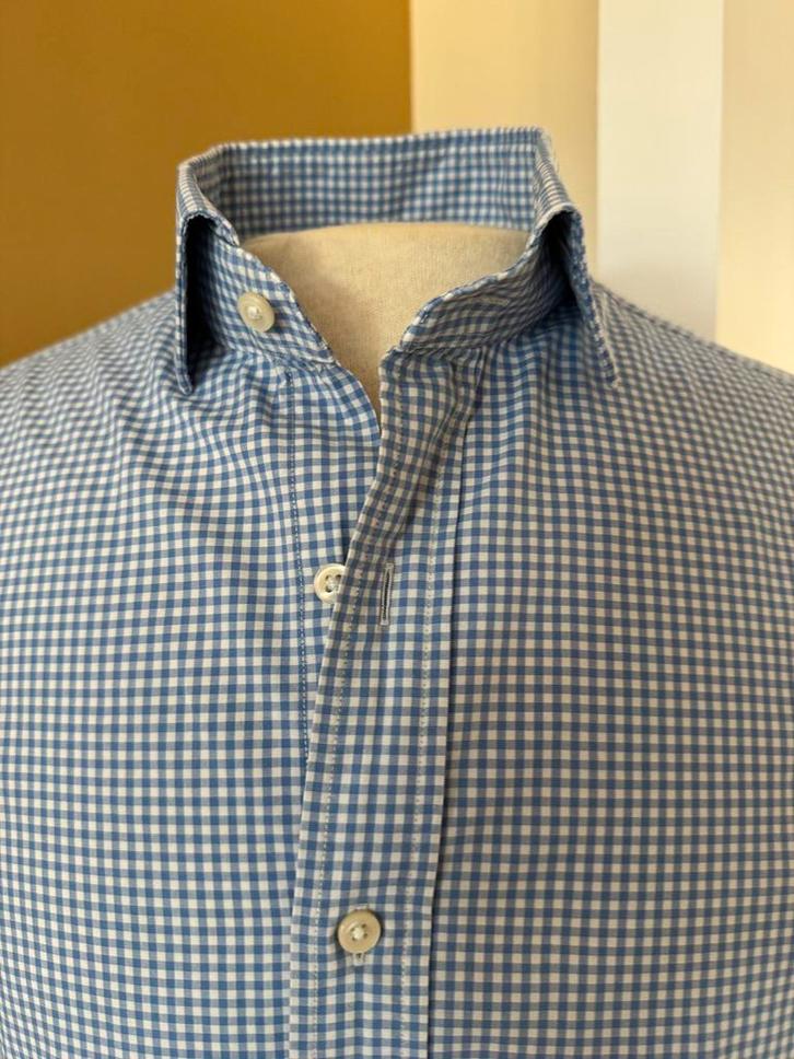 POLO RALPH LAUREN blauw wit ruit overhemd 15,5 BCBC, Kleding | Heren, Overhemden, Zo goed als nieuw, Halswijdte 39/40 (M), Blauw