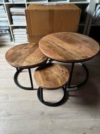 Nieuwe mangohout bijzettafels / salontafel set van 3, Huis en Inrichting, Tafels | Bijzettafels, Ophalen, Minder dan 45 cm, Minder dan 55 cm