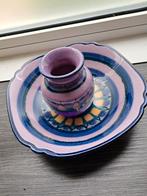Gouda Plateel Vaas en Bord Retro Vintage €35, Antiek en Kunst, Ophalen