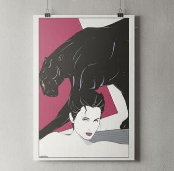 Patrick Nagel Pop Art Panther Poster Jaren 80 Kunst Print beschikbaar voor biedingen