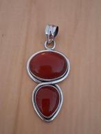 Zilveren hanger met Carneool steen -- afmeting 4 cm, Verzenden, Nieuw, Rood, Zilver