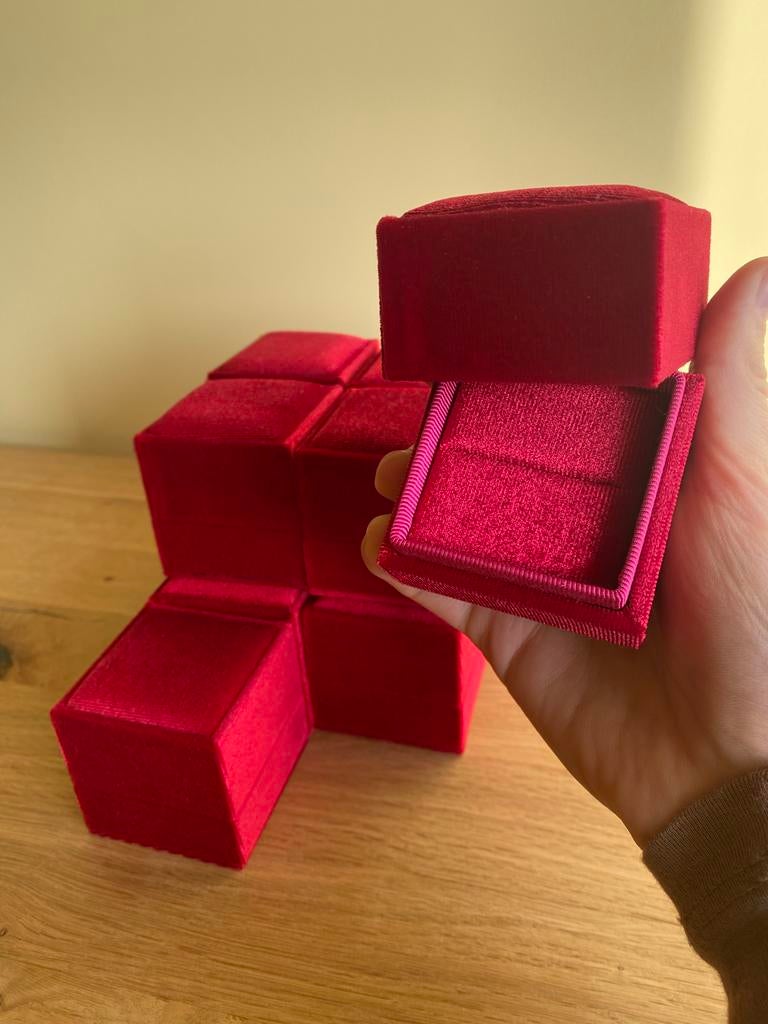 Rode fluwelen ring doosjes - set van 10, Verzenden, Nieuw