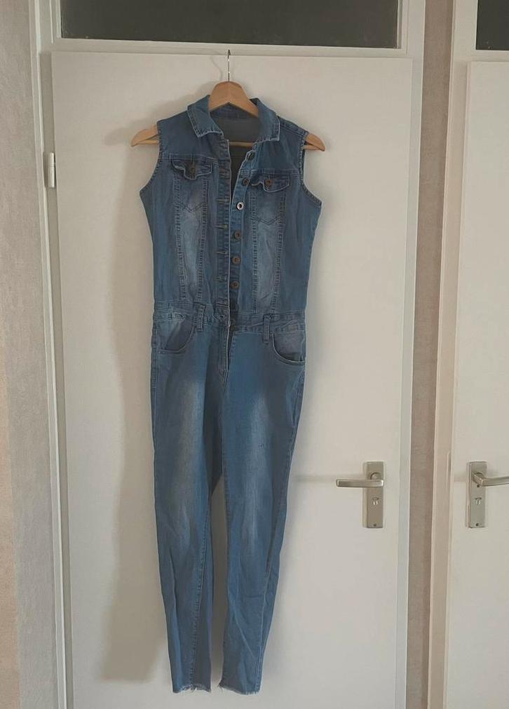 Leuke spijker jumpsuit, Kleding | Dames, Jumpsuits, Zo goed als nieuw, Maat 36 (S), Overige kleuren, Ophalen of Verzenden
