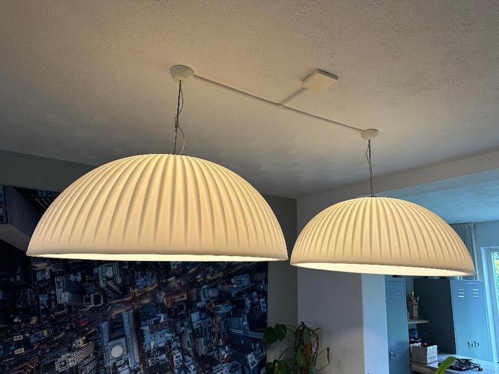 Set van 2 stuks. Hanglamp Formadri Basic Dome Rib - 90 cm, Huis en Inrichting, Lampen | Hanglampen, 75 cm of meer, Kunststof, Ophalen