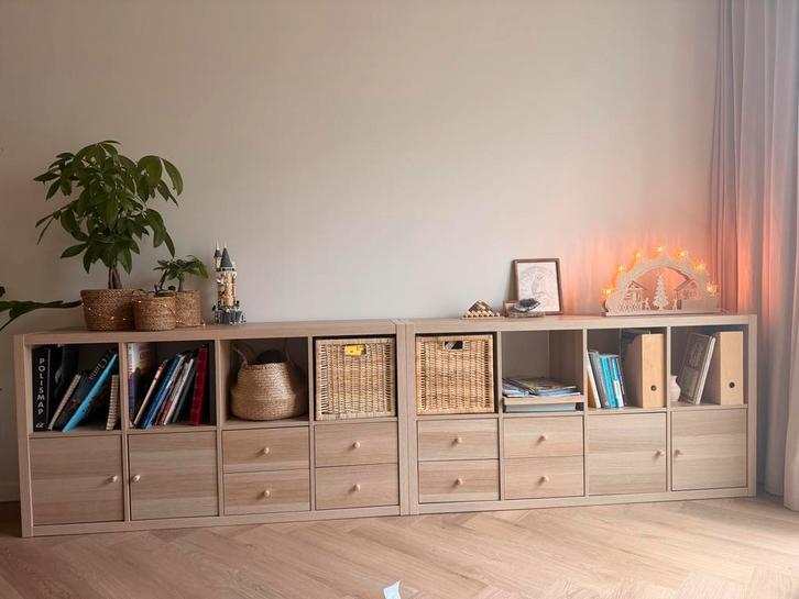 2x KALLAX kast met inzetten, Huis en Inrichting, Kasten | Boekenkasten, Zo goed als nieuw, 100 tot 150 cm, Minder dan 100 cm, 25 tot 50 cm