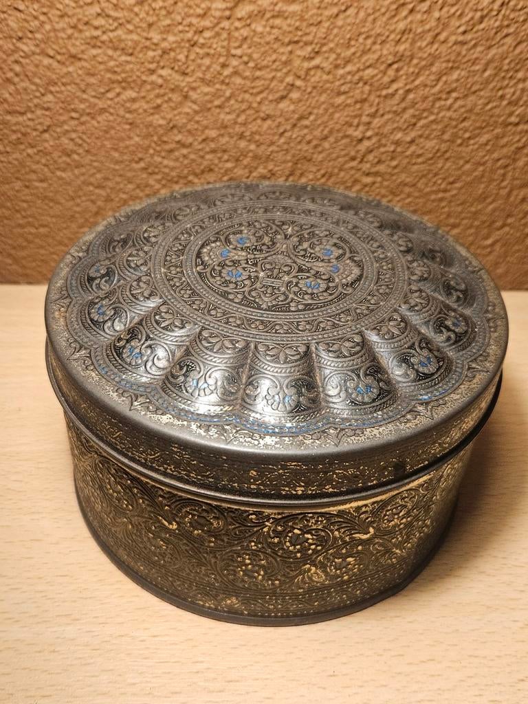 Oud De Gruyter Koekblik met Oosters Tafereel, Verzamelen, Blikken, Ophalen of Verzenden, Gebruikt, Koek(jes), Overige merken