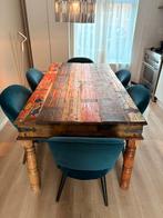 Unieke tafel van gerecycled boothout - 200cm lang, Huis en Inrichting, Tafels | Eettafels, Ophalen, Gebruikt, 100 tot 150 cm, Vijf personen of meer